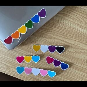 PACK of 5 Vinyl Glossy Stickers | Rainbow Hearts | Pride